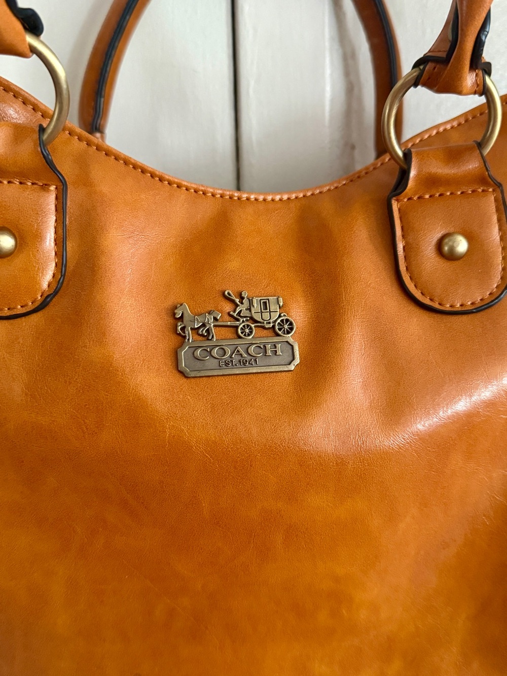 Coach Shoulder Bag in Cognac Tan with Gold Hardware